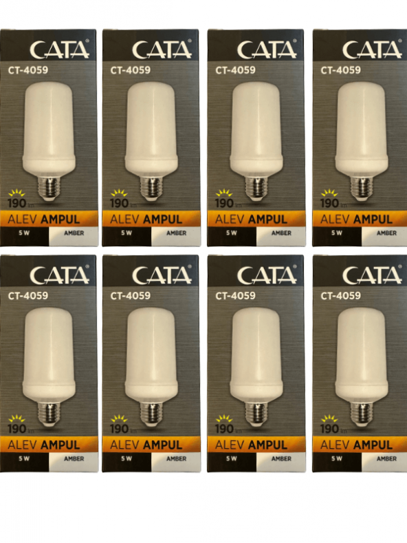 Cata CT-4059 5W (Amber Işık) E27 Duylu Led Alev Ampul (8 Adet)