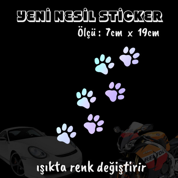 kedi hayvan pati izi oto sticker 2 adet Hologram model Motosiklet kask atv laptop cam uyumlu