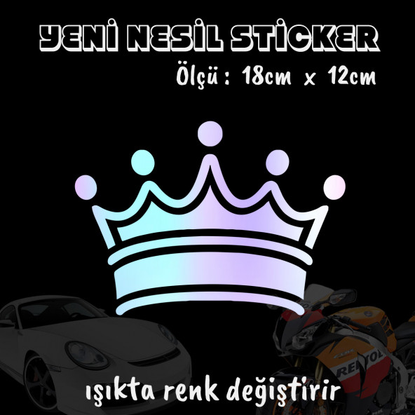 Kral tacı oto sticker  2 adet Hologram model Motosiklet kask atv laptop cam uyumlu