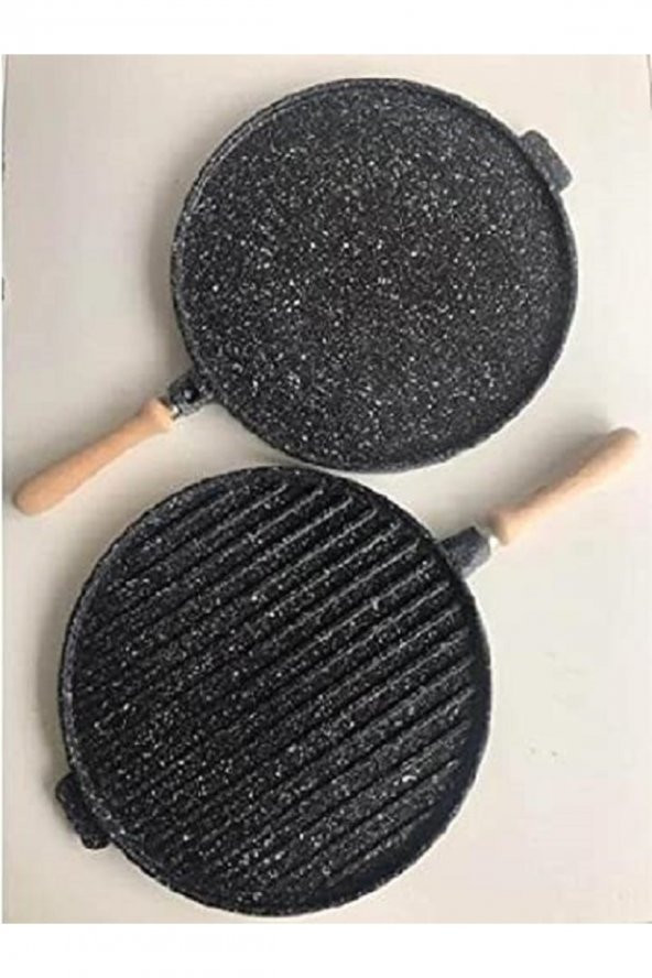 Eda granit grill çift taraflı ızgara ve gözleme tavası 36 cm. yuvarlak - 2