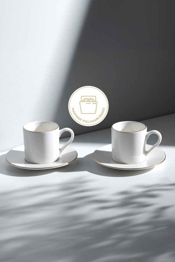 Nehir duru porselen sedef yaldızlı kahve fincan takımı seti  6 kişilik - 4