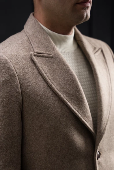 Advante Slimfit Kırlangıç Yaka Düğme Kapamalı Erkek Kaşe Kaban - 6