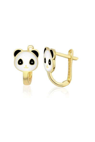 Panda Figürlü Çocuk Altın J Küpe