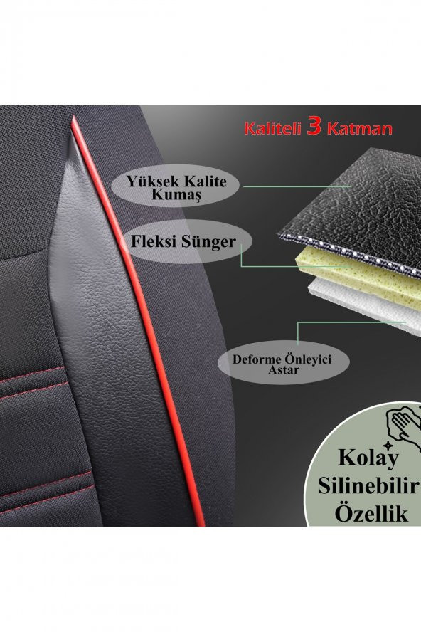 Suzuki Swift Uyumlu Özel Tasarım Oto Koltuk Kılıfı Seti Smart K - 5