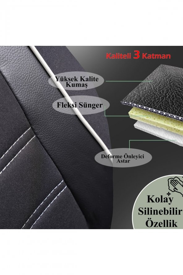 Volkswagen Passat B6 Deri Detaylı Özel Tasarım Oto Koltuk Kılıfı Seti Smart Sb - 5