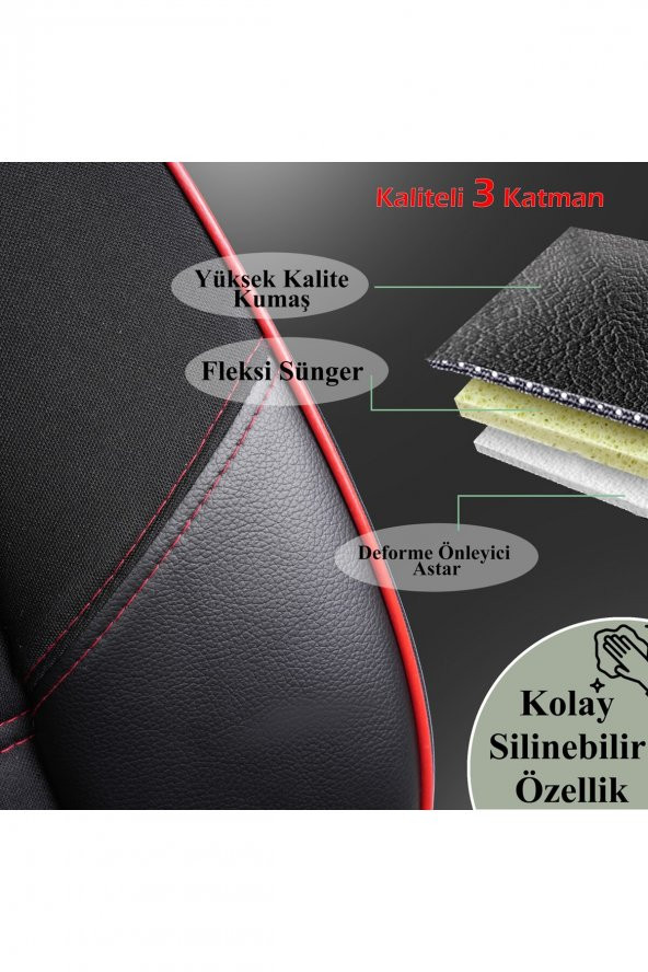 Nissan Qashqai Uyumlu Özel Tasarım Oto Koltuk Kılıfı Seti Star - 5