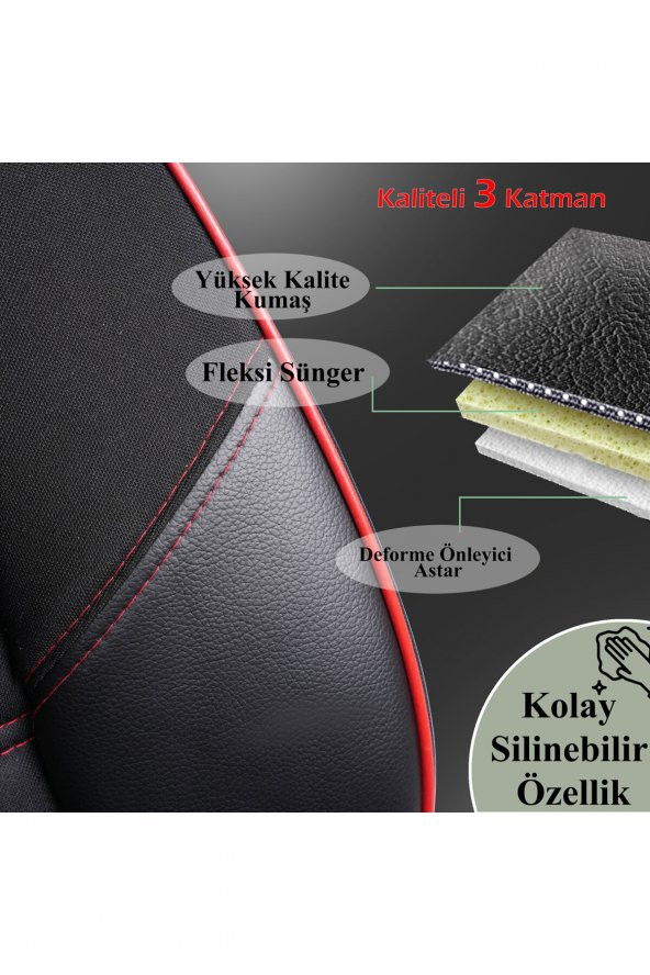 Renault Clio 4 Uyumlu Özel Tasarım Oto Koltuk Kılıfı Seti Star - 5