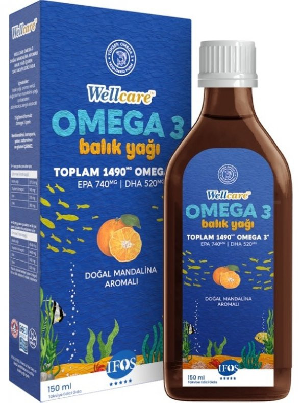Wellcare Omega 3 Fish Oil Doğal Mandalina Aromalı Balık Yağı 150 ml