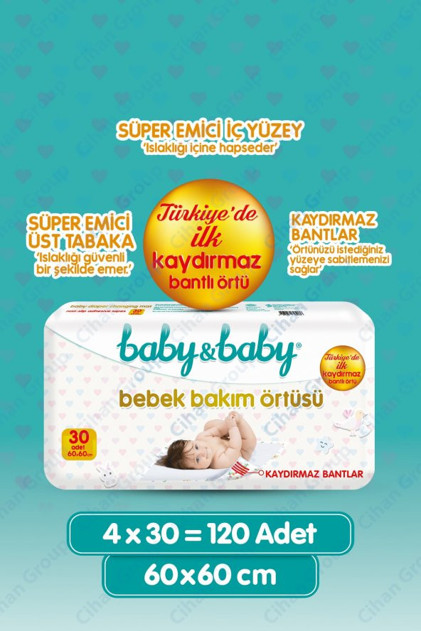 Bebek Bakım Örtüsü 60x60cm 30lu X4 Adet