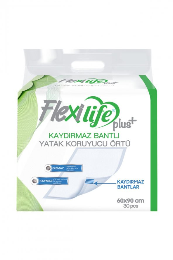 Plus Kaydırmaz Bantlı Hasta Yatak Koruyucu Örtü 60x90 cm 30 Lu 1 Adet