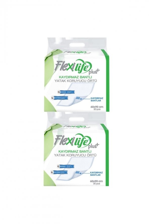 Flexilifeplus Hasta Altı Bezi Kaydırmaz Bantlı Yatak Koruyucu Örtü 60x90 Cm 30 Lu 2 Paket