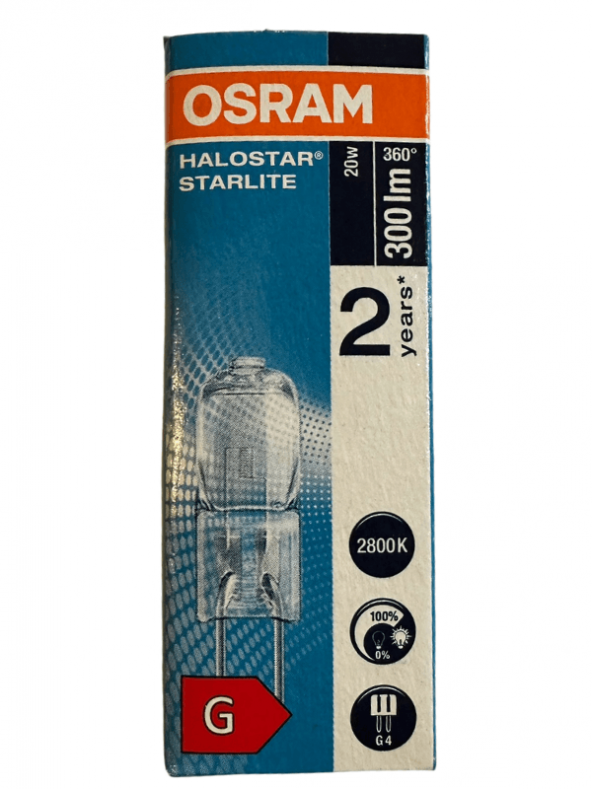 Osram 64425S Halostar Starlite 20W 12V 2800K (Sarı Işık) G4 Duylu Halojen Ampul