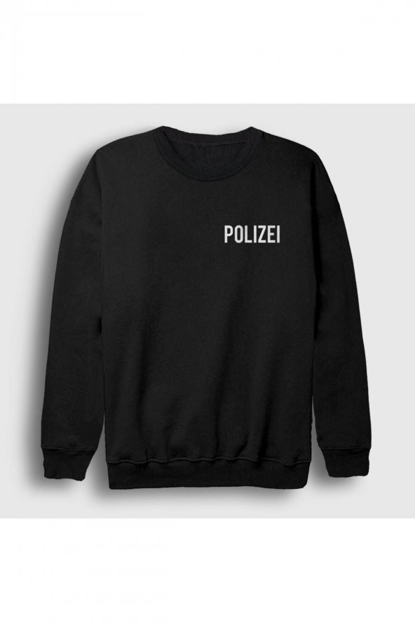 Unisex Siyah Logo Polis Polizei Sweatshirt 372940tt