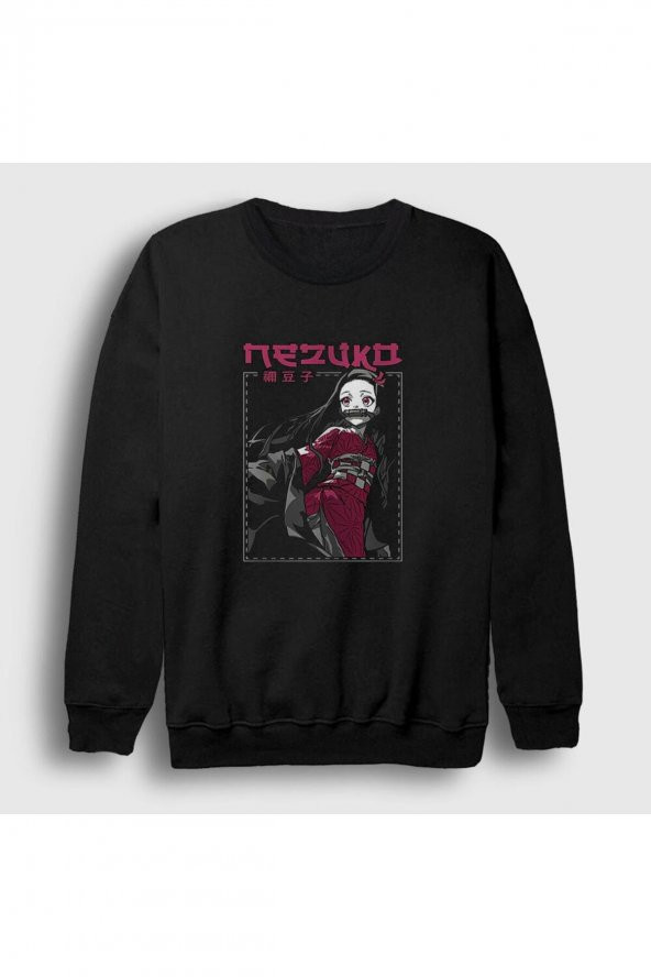 Unisex Siyah Nezuko Kamado V2 Anime Demon Slayer Kimetsu No Yaiba Sweatshirt 308200tt