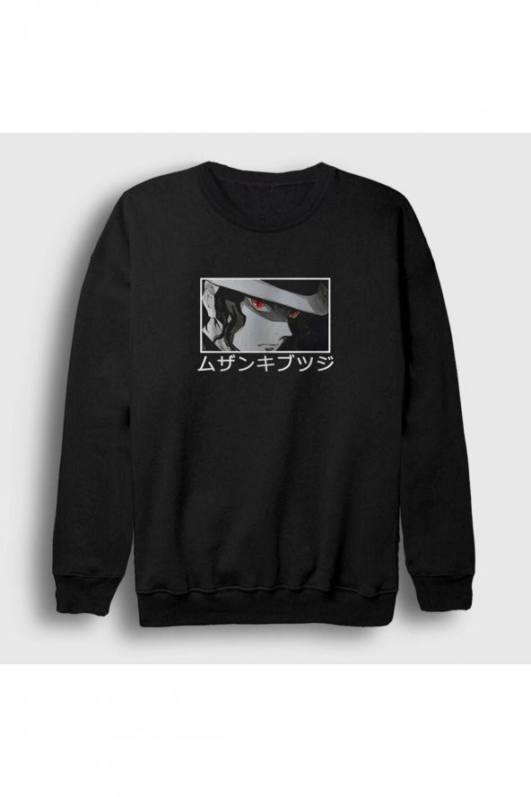 Unisex Siyah Muzan Kibutsuji V2 Anime Demon Slayer Kimetsu No Yaiba Sweatshirt 308858tt
