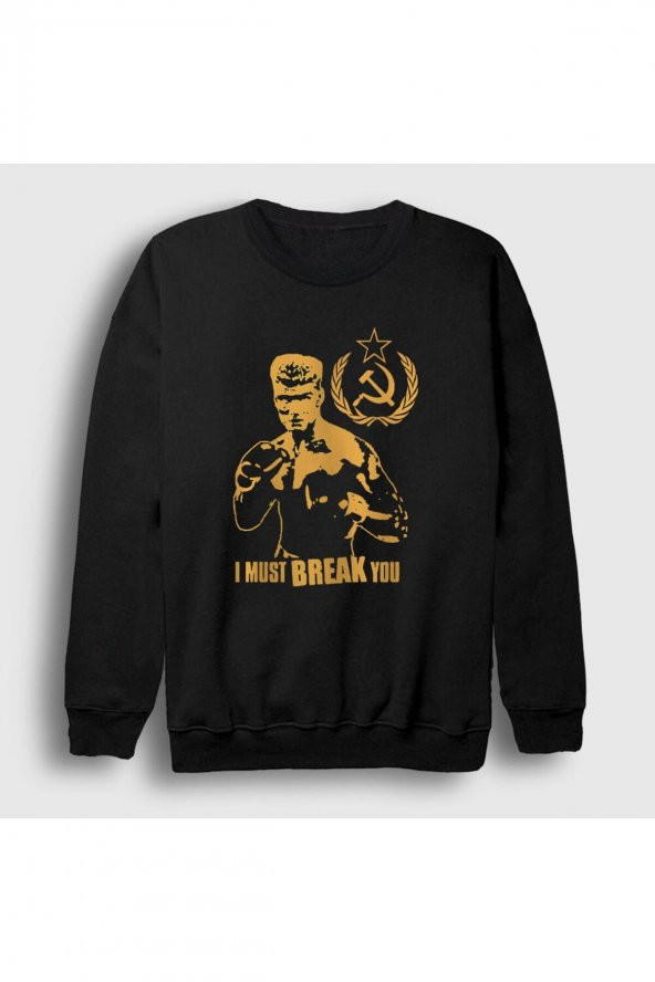 Unisex Siyah Soviet Ivan Drago Film Rocky Sweatshirt 250408tt