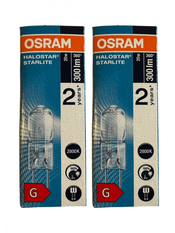 Osram 64425S Halostar Starlite 20W 12V 2800K (Sarı Işık) G4 Duylu Halojen Ampul (2 Adet)