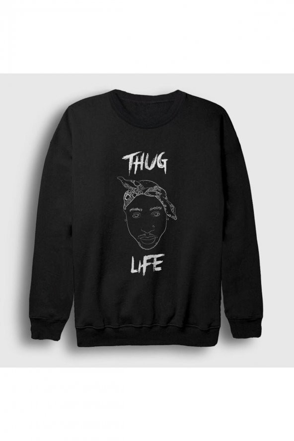 Unisex Siyah Thug Life Tupac Shakur Sweatshirt 46498tt - 1