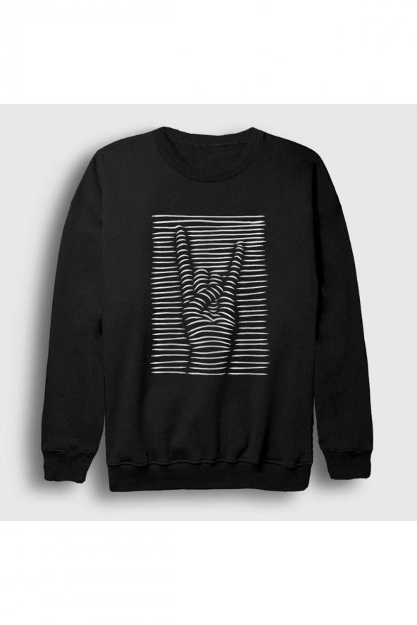Unisex Siyah Hand Symbol Music Rock Sweatshirt 315189tt