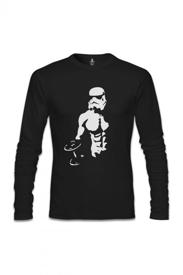 Erkek Siyah Bodybuilding Star Wars Sweatshirt