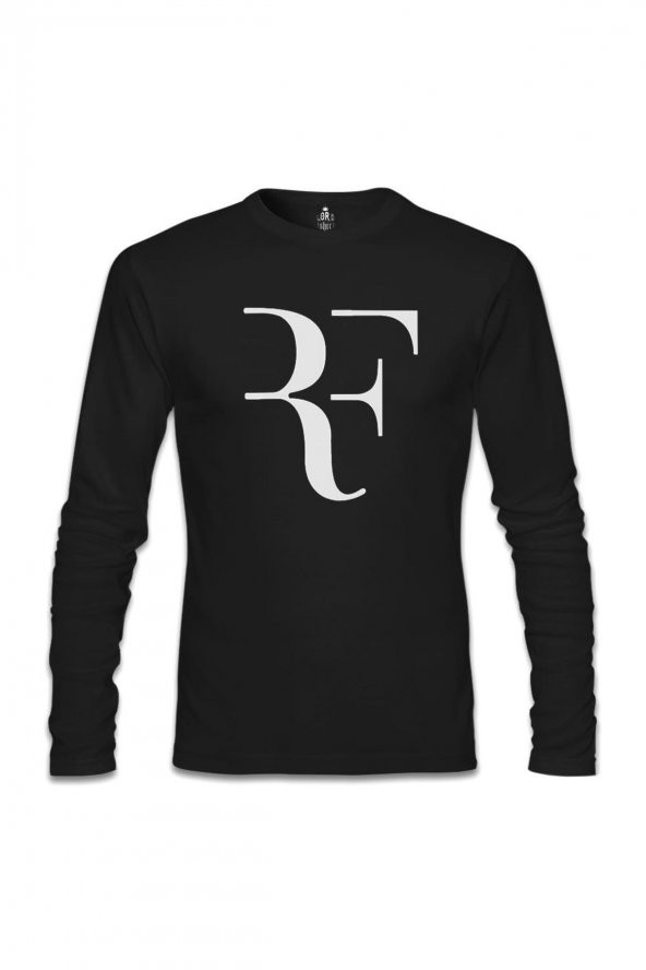 Erkek Siyah Roger Federer Logo Sweatshirt sl-183