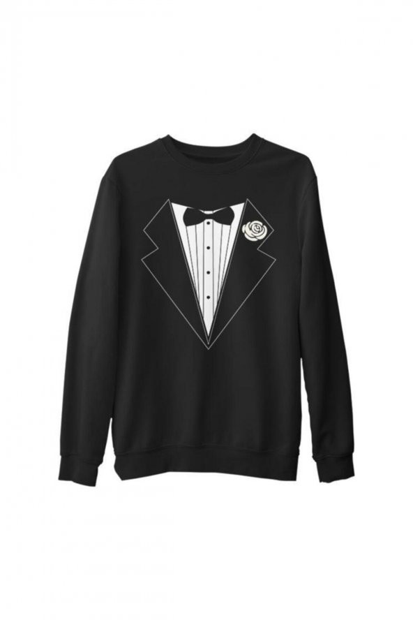Damat - Groom Suit Siyah Erkek Kalın Sweatshirt