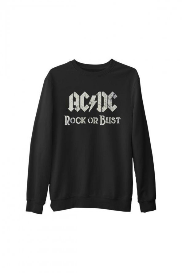 Ac Dc - Rock Or Bust Logo Siyah Erkek Kalın Sweatshirt