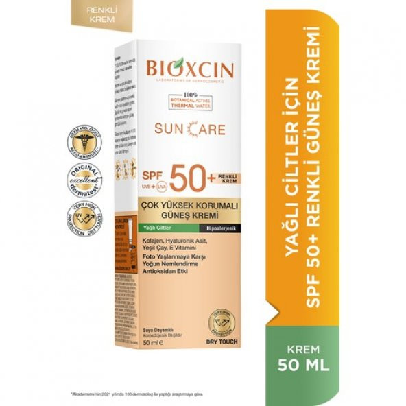 Bioxcin Sun Care Yağlı Ciltler için Renkli Güneş Kremi SPF50+ 50 ml