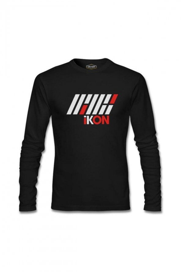 Ikon - Logo Yazı Siyah Erkek Sweatshirt