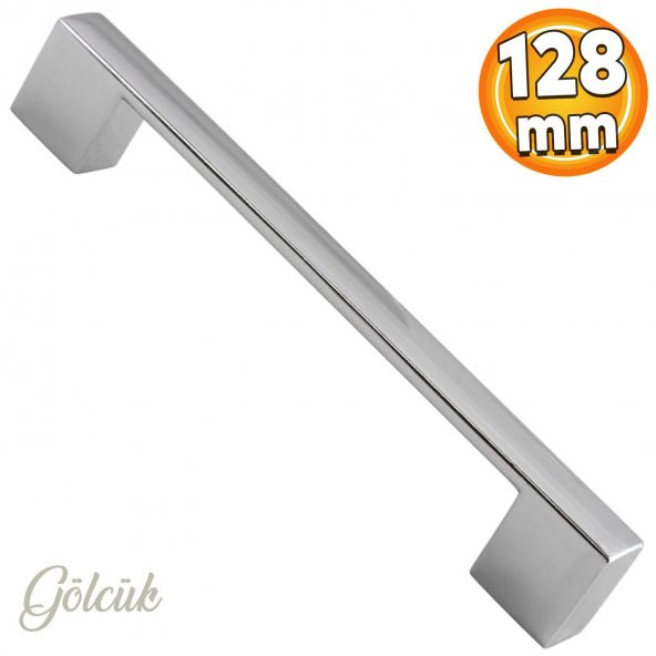 Gölcük Düz Mobilya Mutfak Dolap Çekmece Dolabı Kapak Metal Kulpu Kulbu Kulpları Krom 128 Mm-12.8 Cm