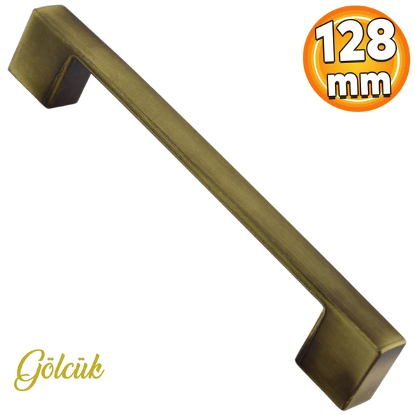 Gölcük Düz Metal Eskitme Antik Sarı 128 mm Mobilya Mutfak Çekmece Dolap Dolabı Kulpu Kulbu Kulpları