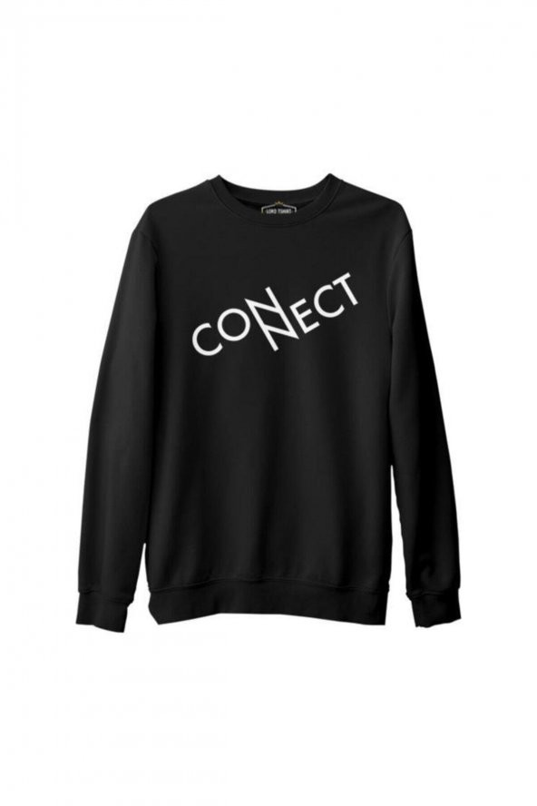 Connect With N Siyah Erkek Kalın Sweatshirt