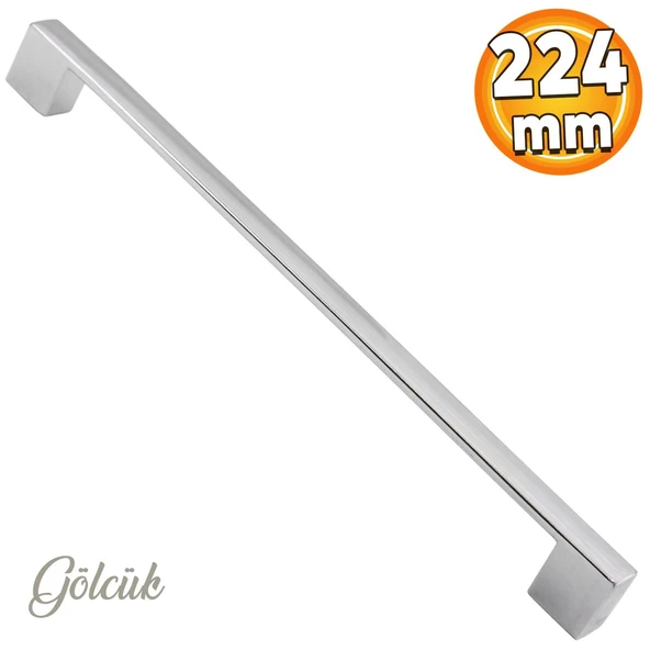 Gölcük Krom (224 MM - 22.4 CM) Mobilya Mutfak Dolap Çekmece Dolabı Kapak Metal Kulpu Kulbu Kulpları