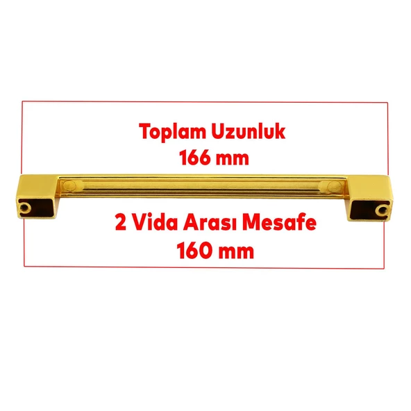 Gölcük Düz Mobilya Mutfak Dolap Çekmece Dolabı Kapak Metal Kulpu Kulbu Kulpları Gold Altın 160 Mm - 4