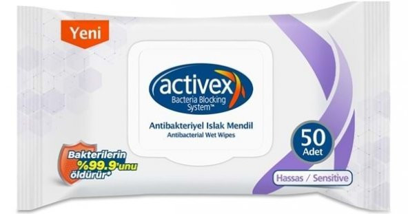 Activex Antibakteriyel Islak Mendil Hassas 50li