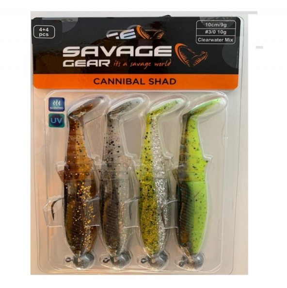 Savage Gear Cannibal Shad 10cm 19gr Clear Water 4lü Hazır Silikon Yem - 2