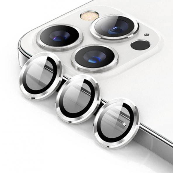 URR iPhone 15 Pro 3D PVD Dioxide Kamera Lens Koruyucu  Gümüş