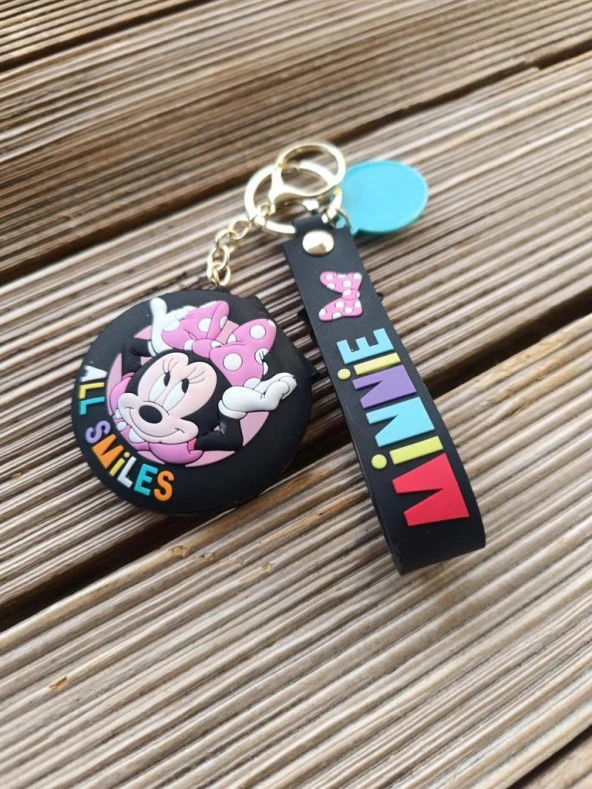 Anahtarlık Silikon Minnie Mouse Siyah Ayna Anahtarlık Çanta Süsü Karakter Figür Oyuncak - Resim 4