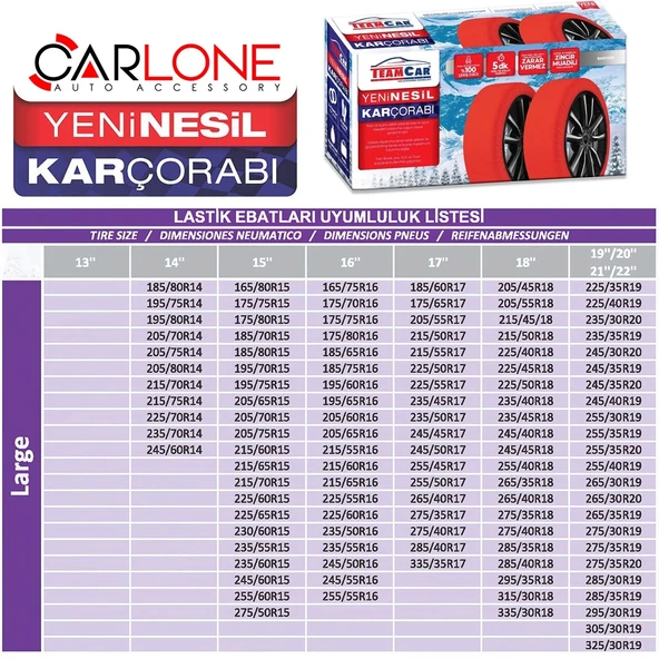 Kar Çorabı Large Beden- C.Active Series - Zincire Gerek Yok.! - Aynı Gün Kargo - 2