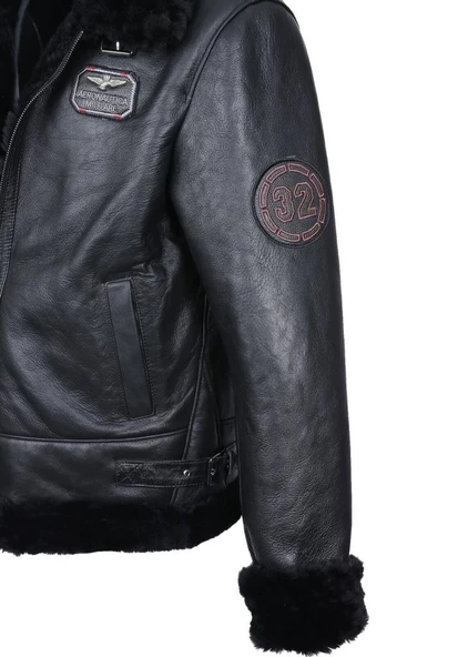 Pilot Model Spor Erkek Deri Mont Siyah Renk - Resim 10