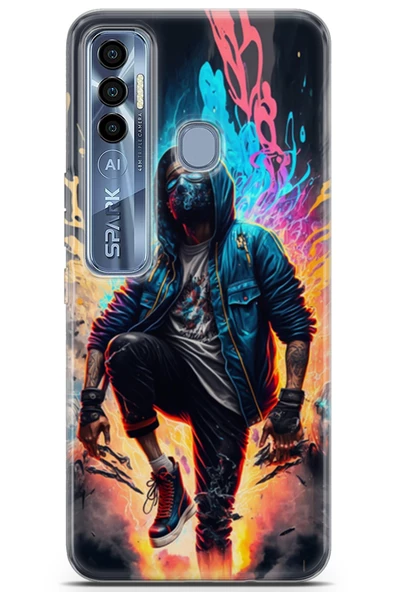 Tecno Spark 7 Pro Uyumlu Kılıf Milano 08 Wallcraft Baskılı Kılıf Karışık Çok Renkli