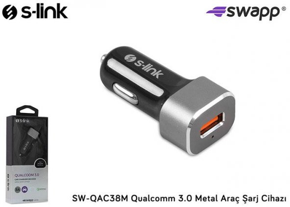 S-link Swapp SW-QAC38M Qualcomm 3.0 Metal Araç Şarj Cihazı