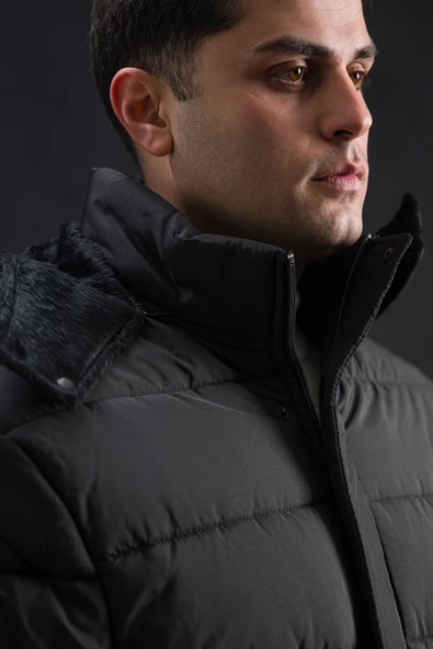 Advante Slimfit Çıtçıt Ve Fermuar Kapamalı Kapşonlu Erkek Kapitone Mont - 6