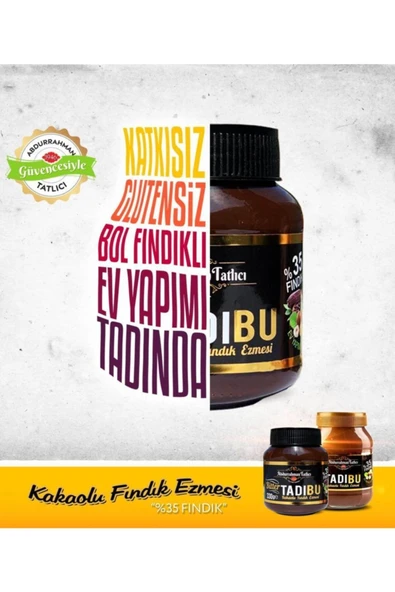Abdurrahman Tatlıcı Tadıbu Bitter 330 gr + Tadıbu Kakaolu Fındık Ezmesi 330 gr x 2 Adet - 4