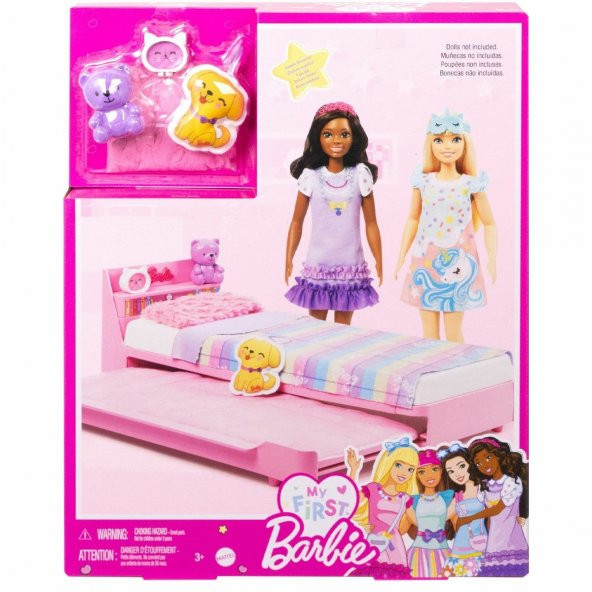 HMM64 My First Barbie - İlk Barbie Bebeğim - Barbienin Yatağı Oyun Seti