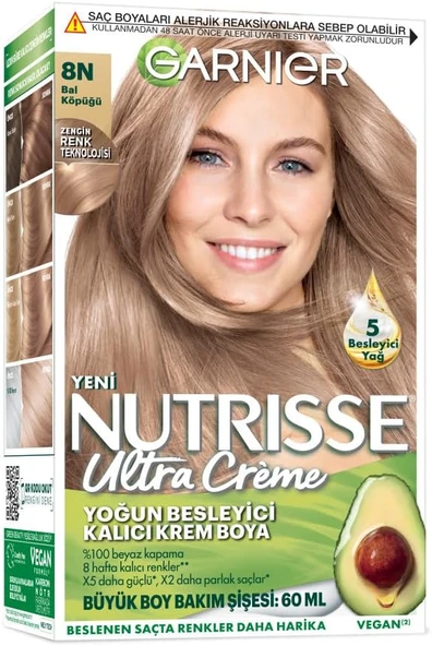 Garnier Nutrisse Yoğun Besleyici Kalıcı Krem Saç Boyası - 8N Bal Köpüğü