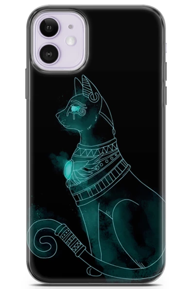 Apple iPhone 11 Uyumlu Kılıf Sfenks 01 Yeşil Çizim Telefon Kılıfı Su Yeşili