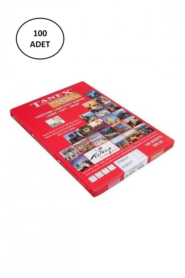 Tanex TW-2100 210x280 mm 100lü Paket Kuşe Laser Etiket