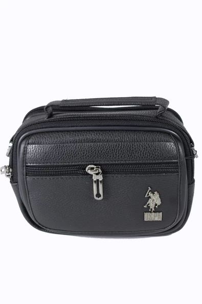 Plevr 8417-S  Us Polo Assn Siyah Suni Deri Omuz Askılı, Kulplu Portföy Çantası - 2