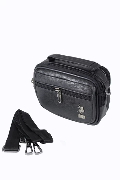Plevr 8417-S  Us Polo Assn Siyah Suni Deri Omuz Askılı, Kulplu Portföy Çantası - 5